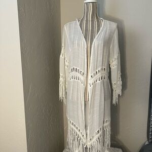 ViVI White Fringe Swim Coverup